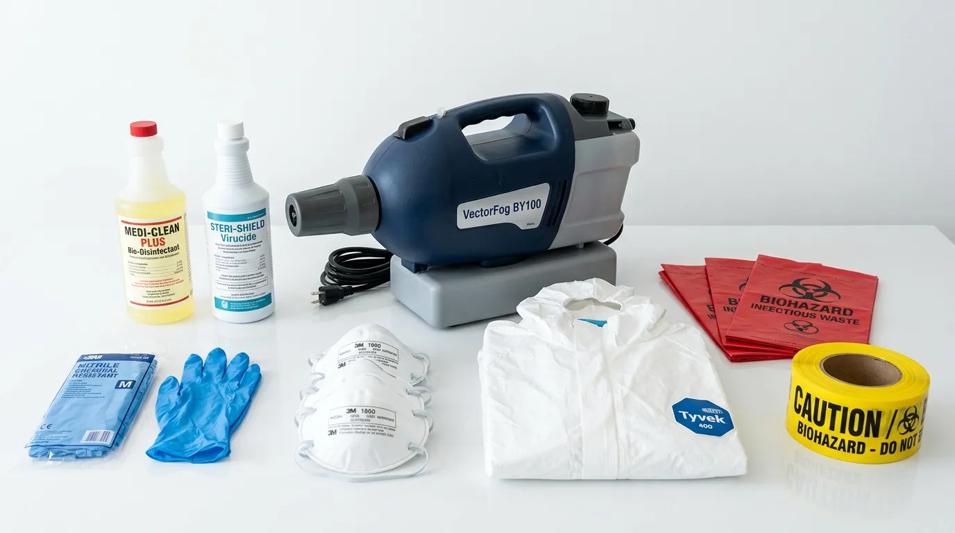 Professional biohazard remediation crew working in Highwood